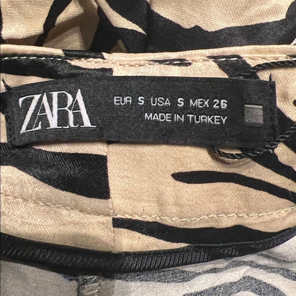 Sold - 4/$20 Zara Animal Print Wide Leg Pants - Black and Tan - Picture 2 of 5
